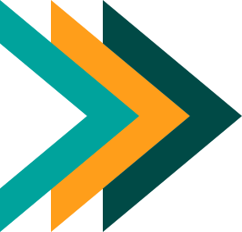 Group 4 Arrow with teal, orange, and dark turquoise